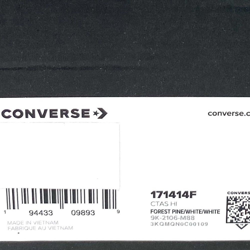 Converse Ctas Shoes Women High Top Forest Pine Green White Size Sneakers 171414F - Picture 8 of 9